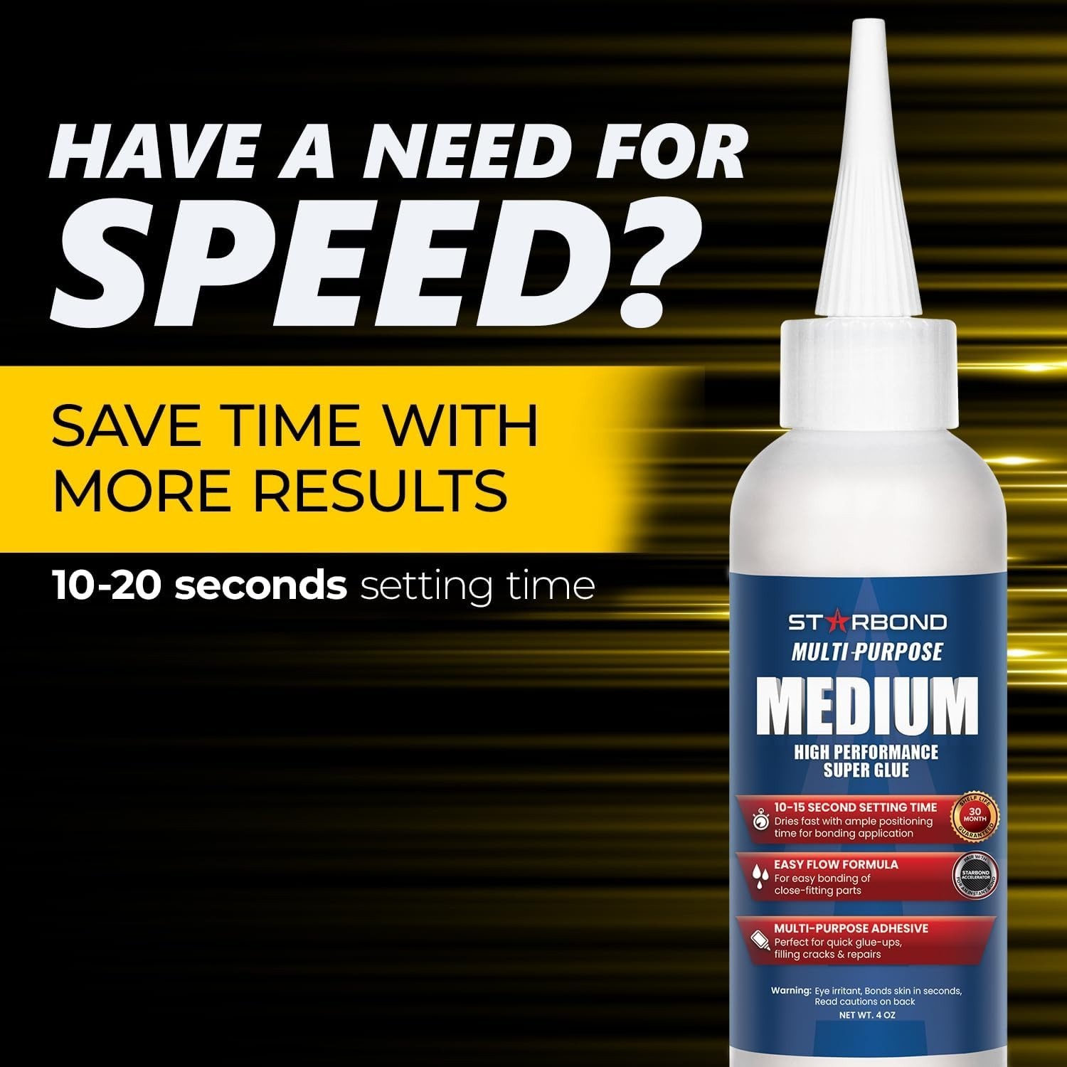 Starbond 4 oz. Multi-Purpose Medium – Super Glue (Premium Cyanoacrylate CA Glue)