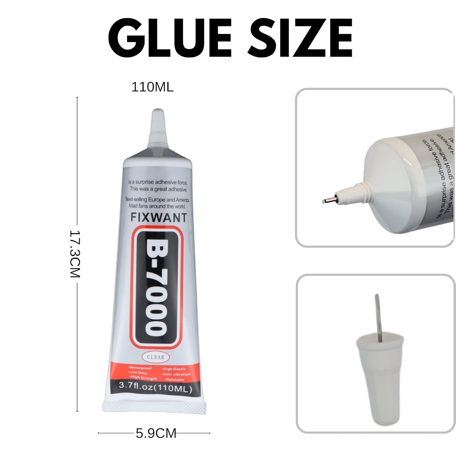 B-7000 Clear Glue for Rhinestones Crafts, Clothes Shoes 1x110ML/3.7fl.oz