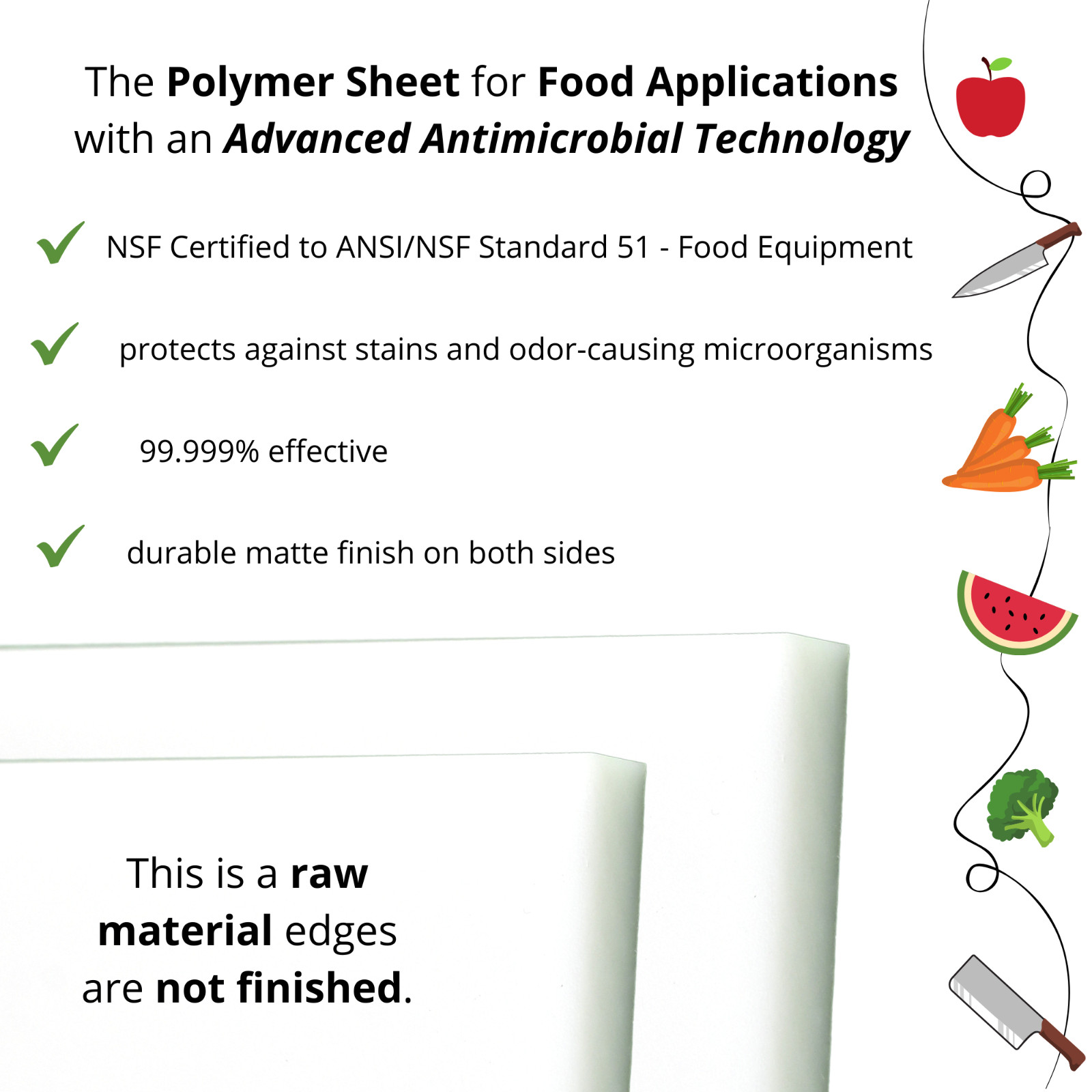 White Professional HDPE Plastic Cutting Board, Various Sizes and Thicknesses