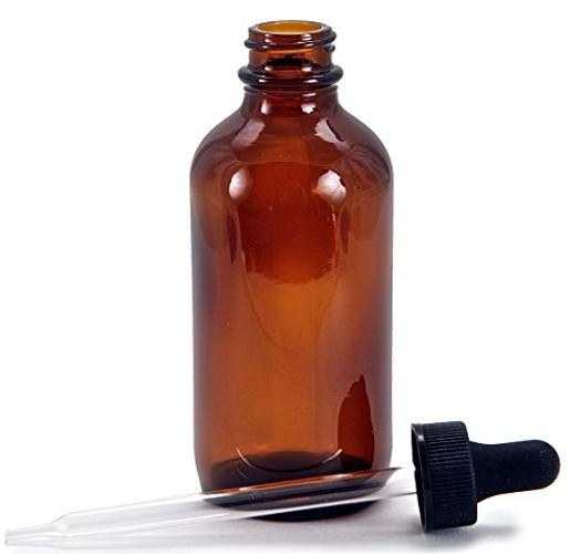 , 6, Amber, 4 oz Glass Bottles, with Glass Eye Droppers