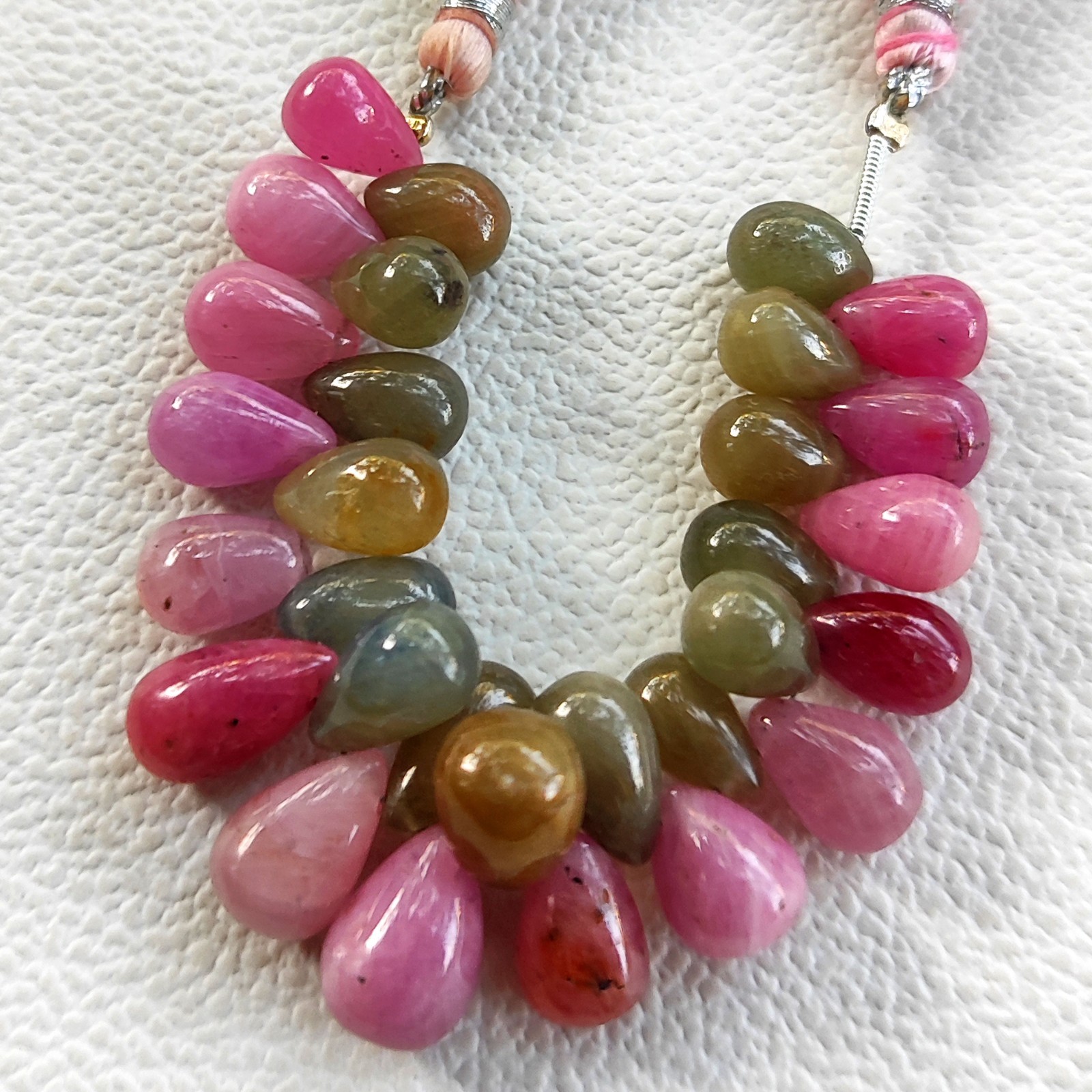 Multicolor Sapphire Gems 9×7 to 10×7 mm Smooth Teardrop Beads 4″ Strand