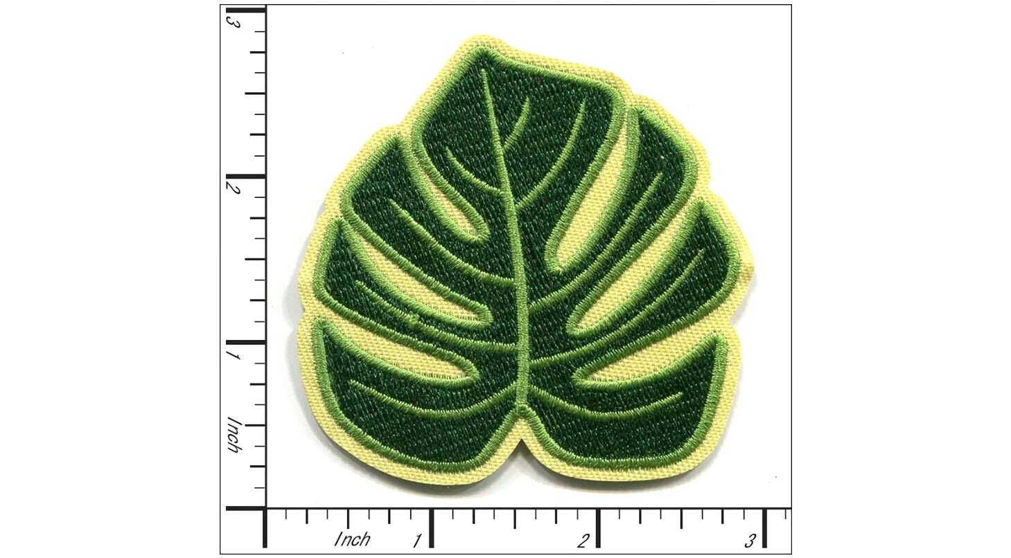Monstera Leaf Swiss Cheese Green Plant Embroidered Iron On Patch DIY Applique