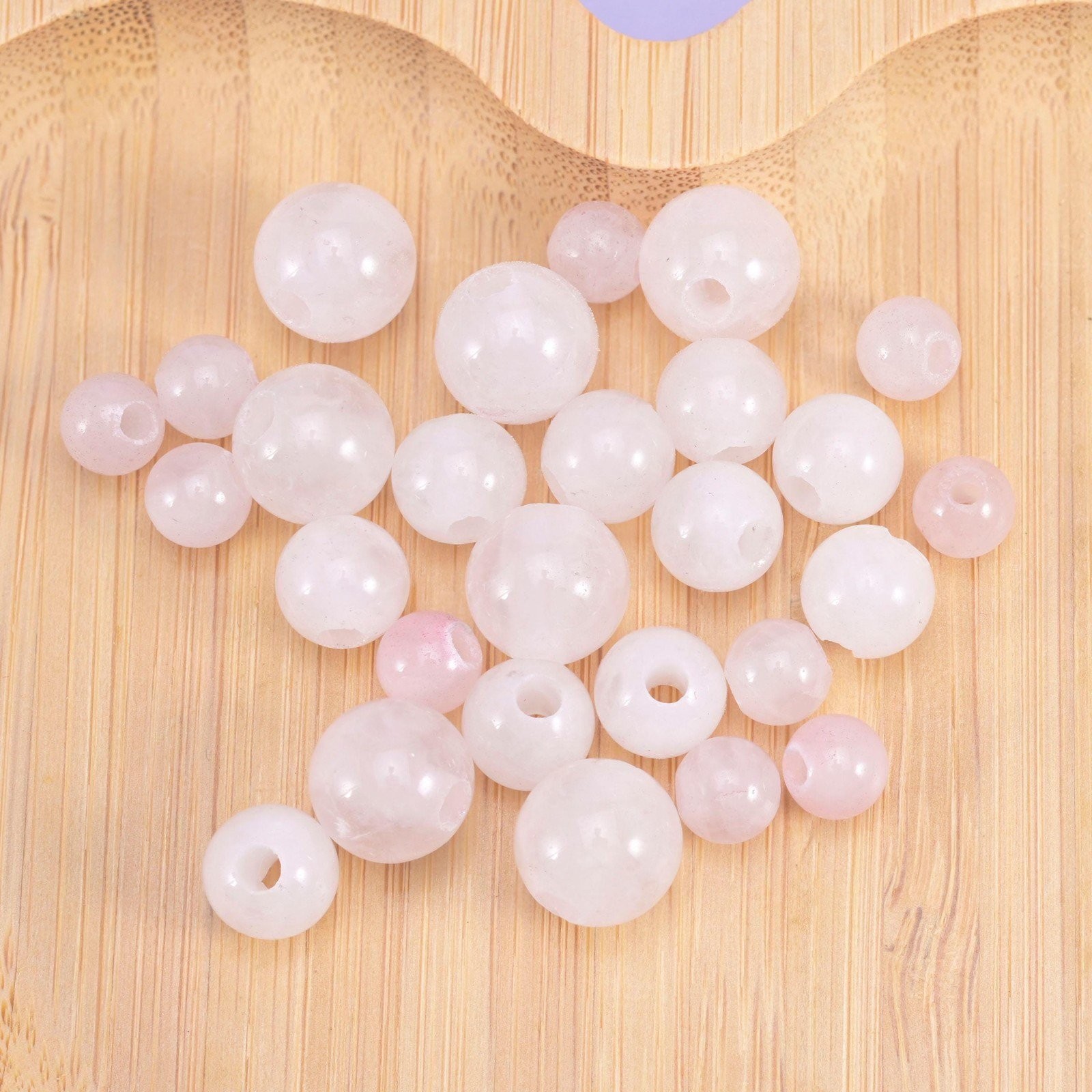 2mm Hole Rose Quartz Smooth Round Beads 6mm 8mm 10mm 8 Inch Strand