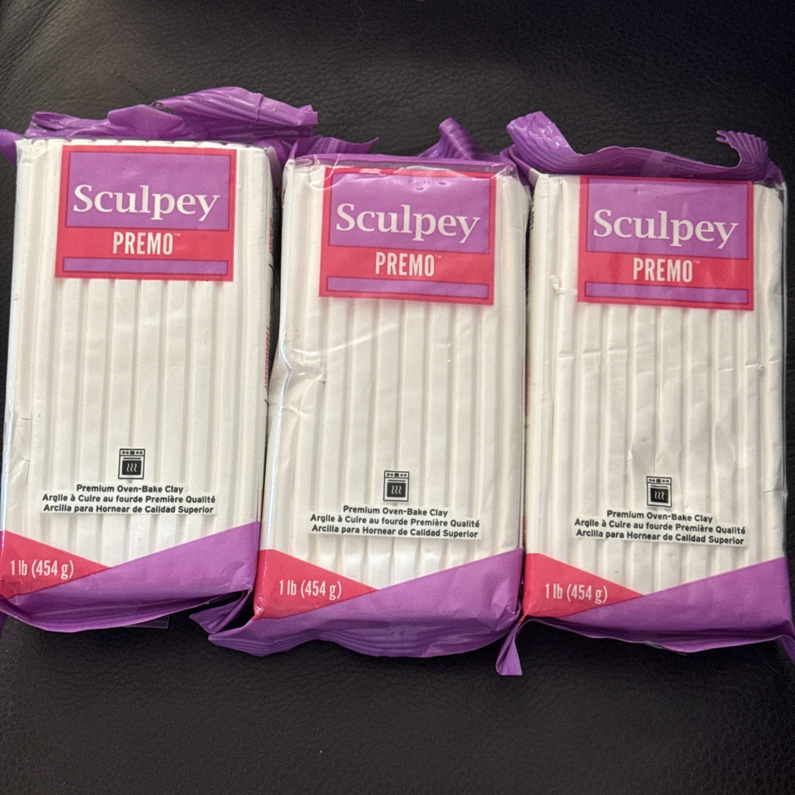 Sculpey Premo Polymer Clay Premium Oven Bake 1lb White 3 Pack