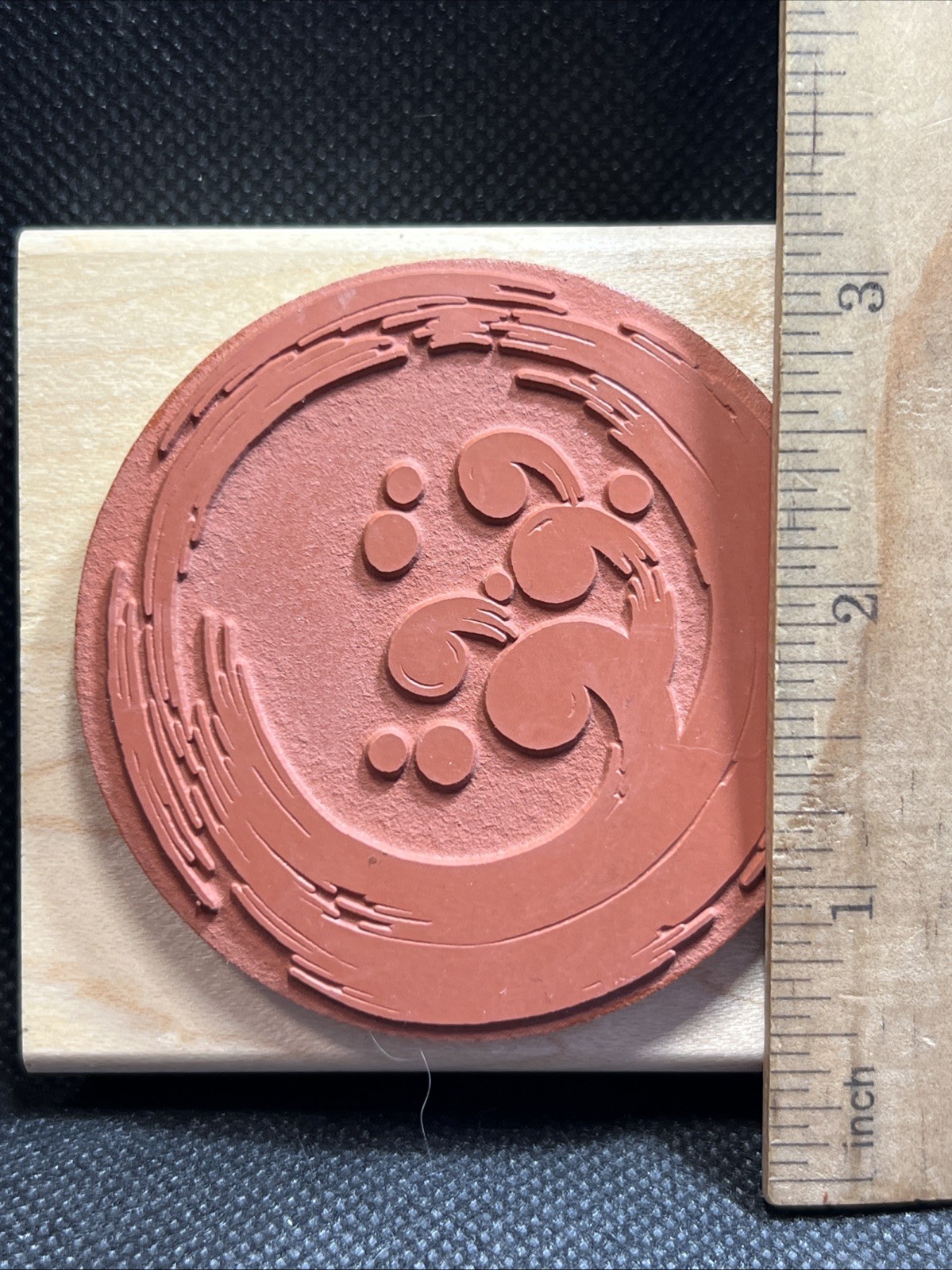 Judikins Water Spiral 5627G Wave Splash Asian Circle Wood Mounted Rubber Stamp