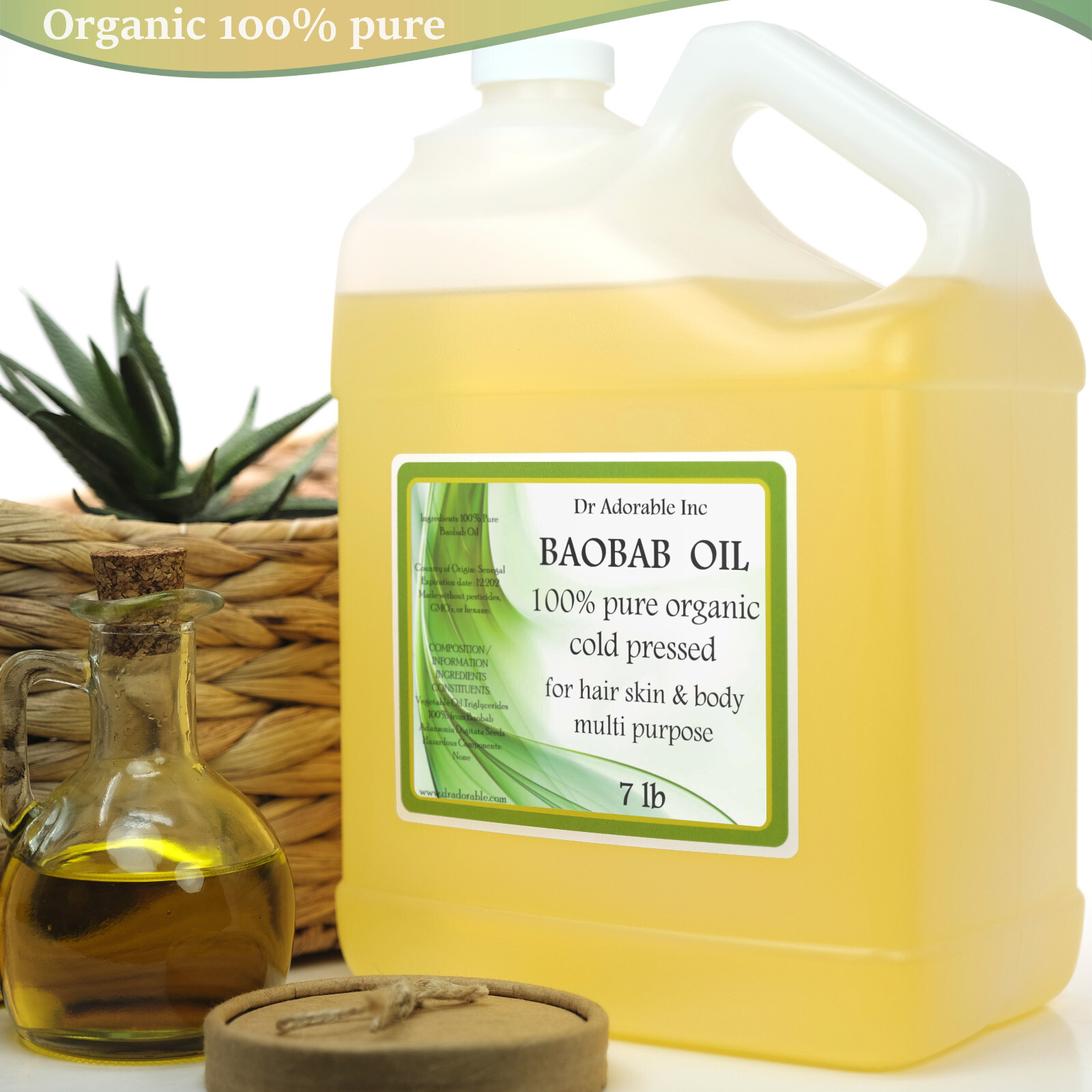 7 Lb BAOBAB CARRIER OIL BY DR.ADORABLE 100% PURE ORGANIC COLD PRESSED FREE SHIP