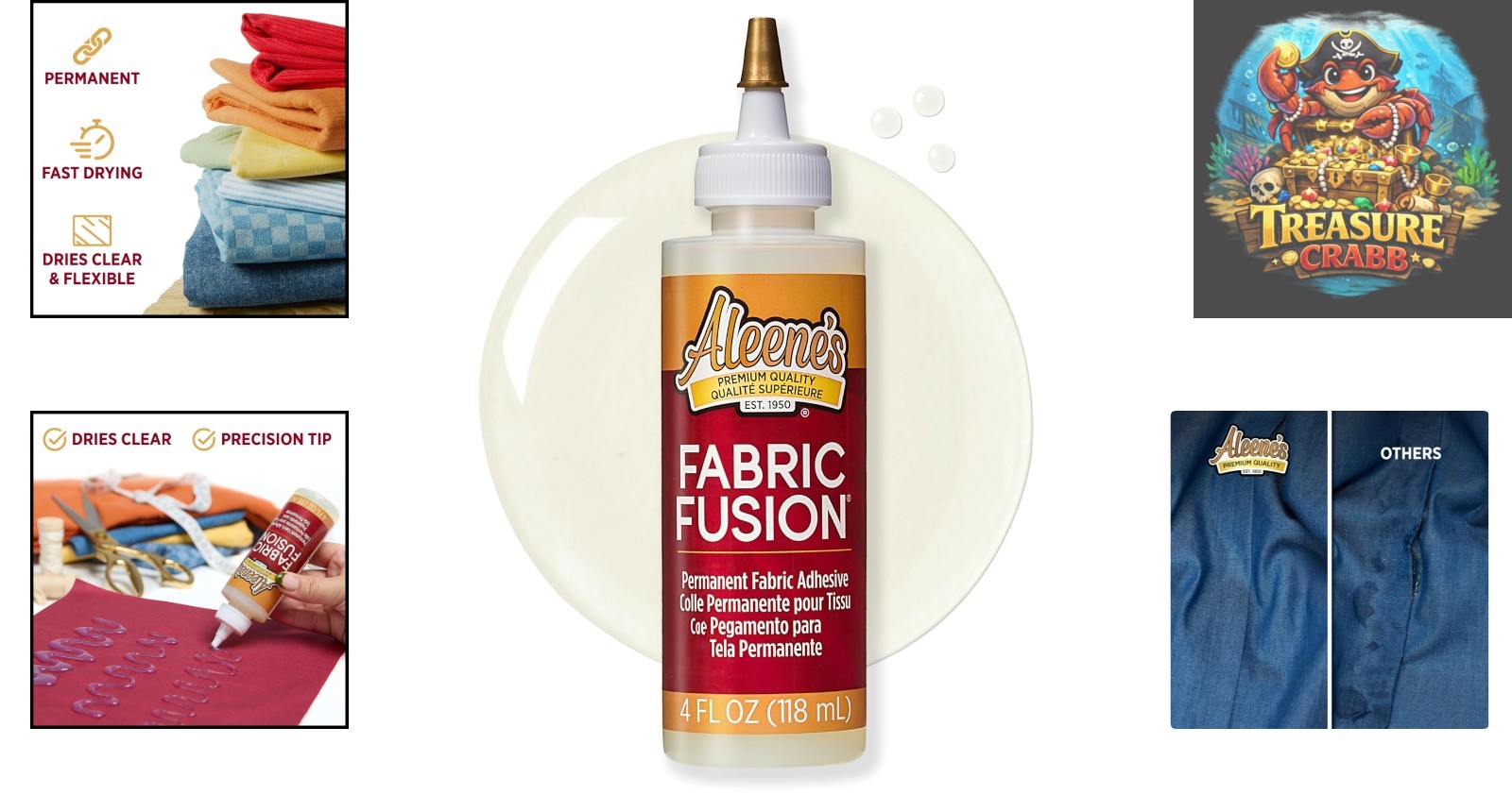 Aleene’s Fabric Fusion Glue 4 oz, Permanent and Washable Adhesive, No-Sew Fabric