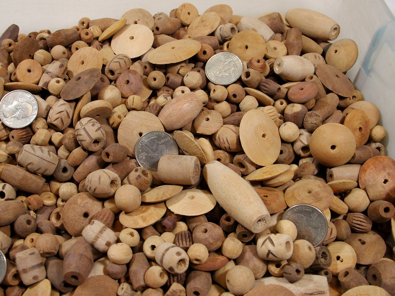 4 Pounds Assorted Shapes and Sizes India Wooden Beads Wholesale Bulk Lot (PS-65)