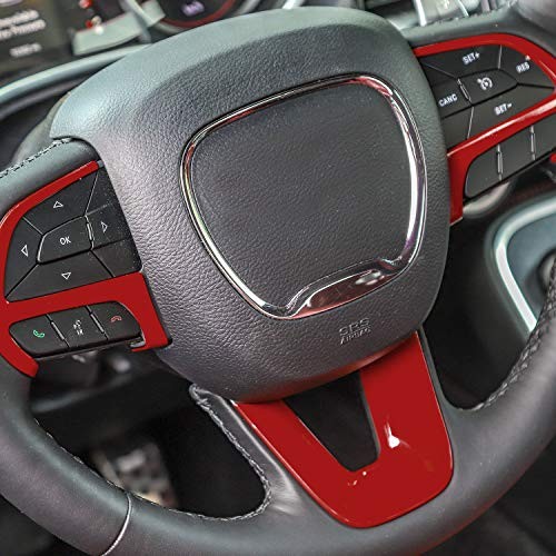 for Challenger Steering Wheel Decoration Trim for 2015-2023 Dodge 3pcs Red