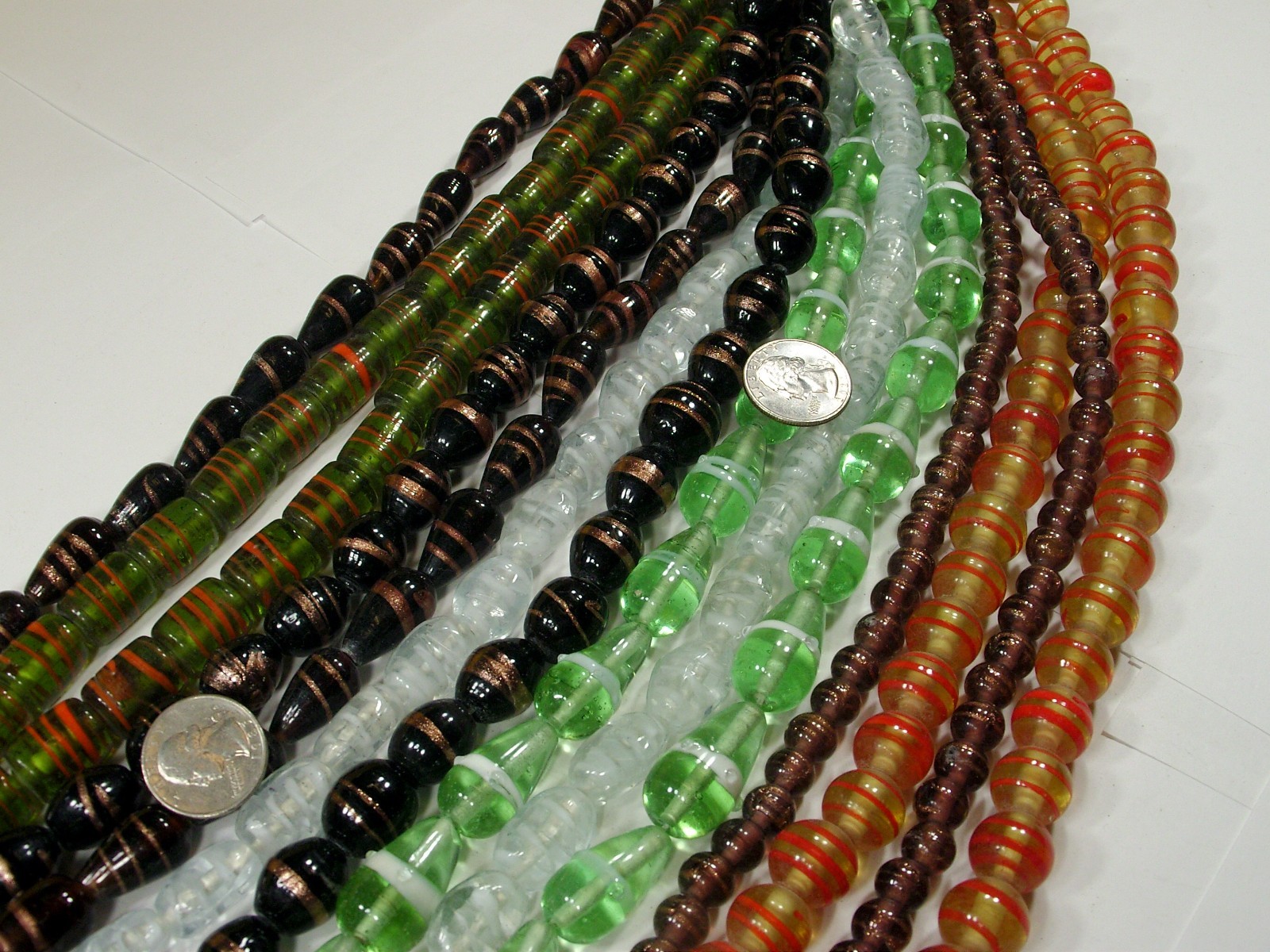 14 Strands (15″) Assorted Closeout India Handmade Glass Beads Lot (MQD-2)⭐