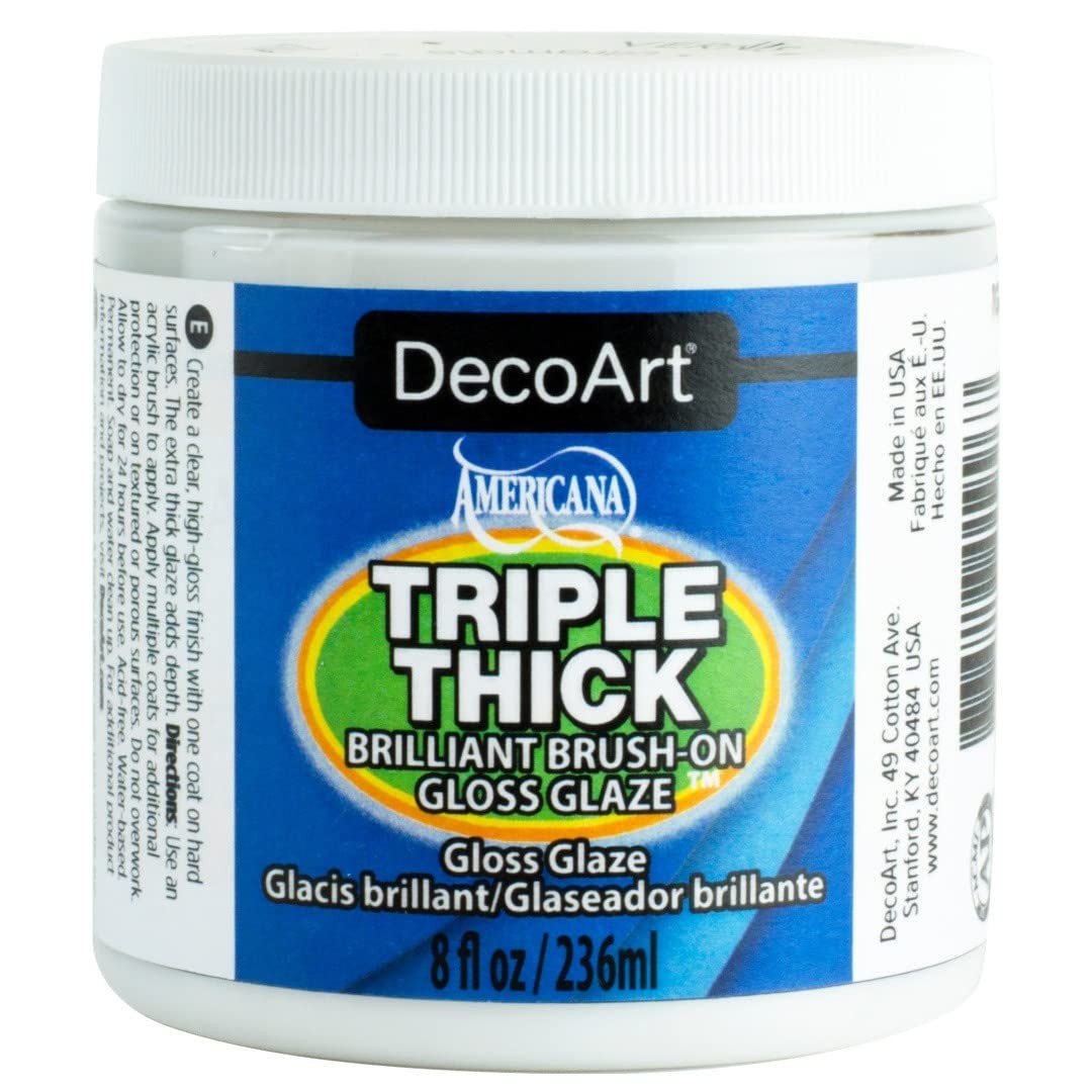 DecoArt Triple Thick Gloss Glaze – Jar, 8fl oz 8 Fl Oz (Pack of 1), Clear