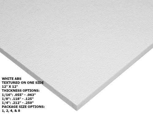 ABS Plastic Sheet – 1/16″ Thick – White – Pick Your Size – Vacuum Forming Hobby