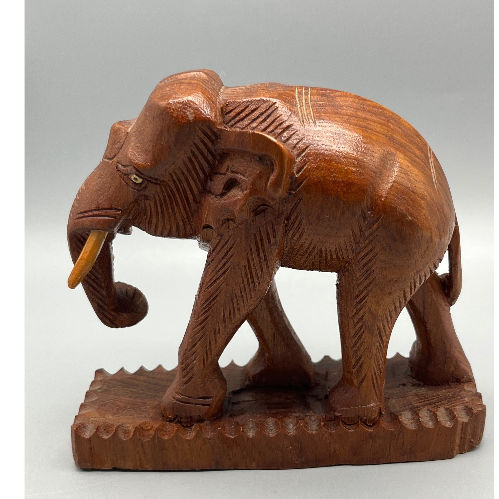 Vintage Hand Carved Solid Wooden Elephant 5.5x 5