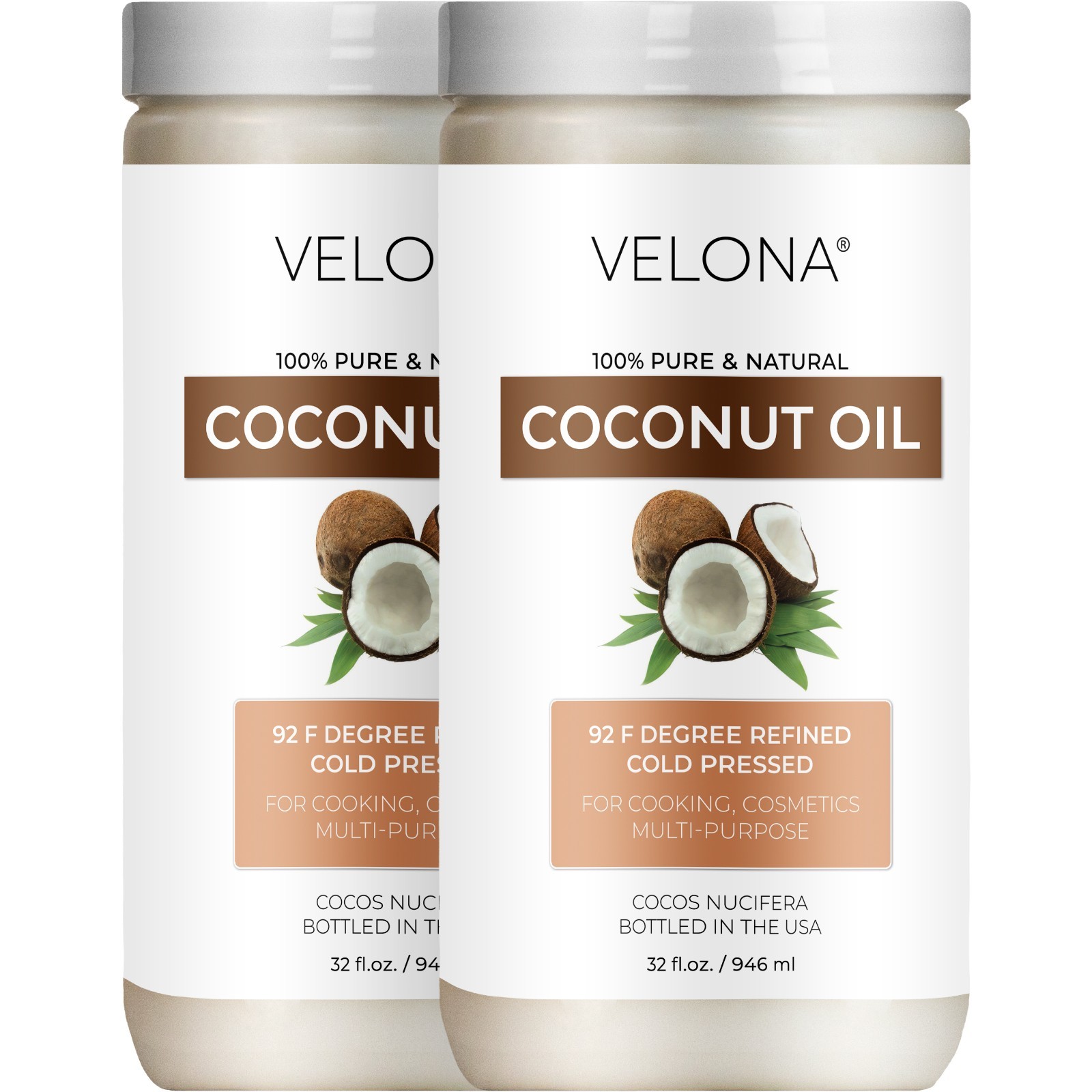 Coconut Oil 92 Degree by Velona – 2oz-7lb in jar Refined Cold pressed Skin Body