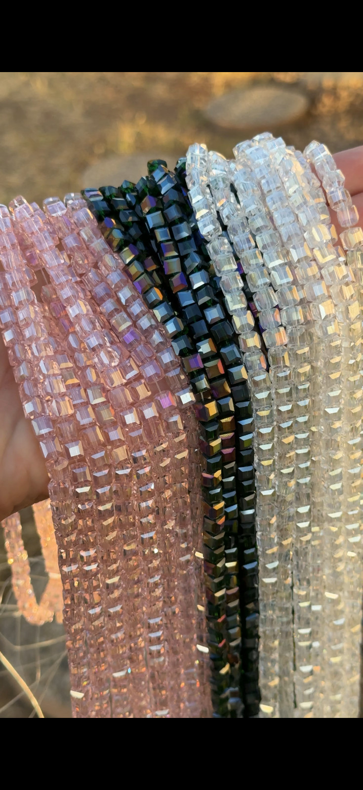 High Grade AB Glass Square Cube Beads 8mm 6mm 5mm 3mm 95 Beads per Strand