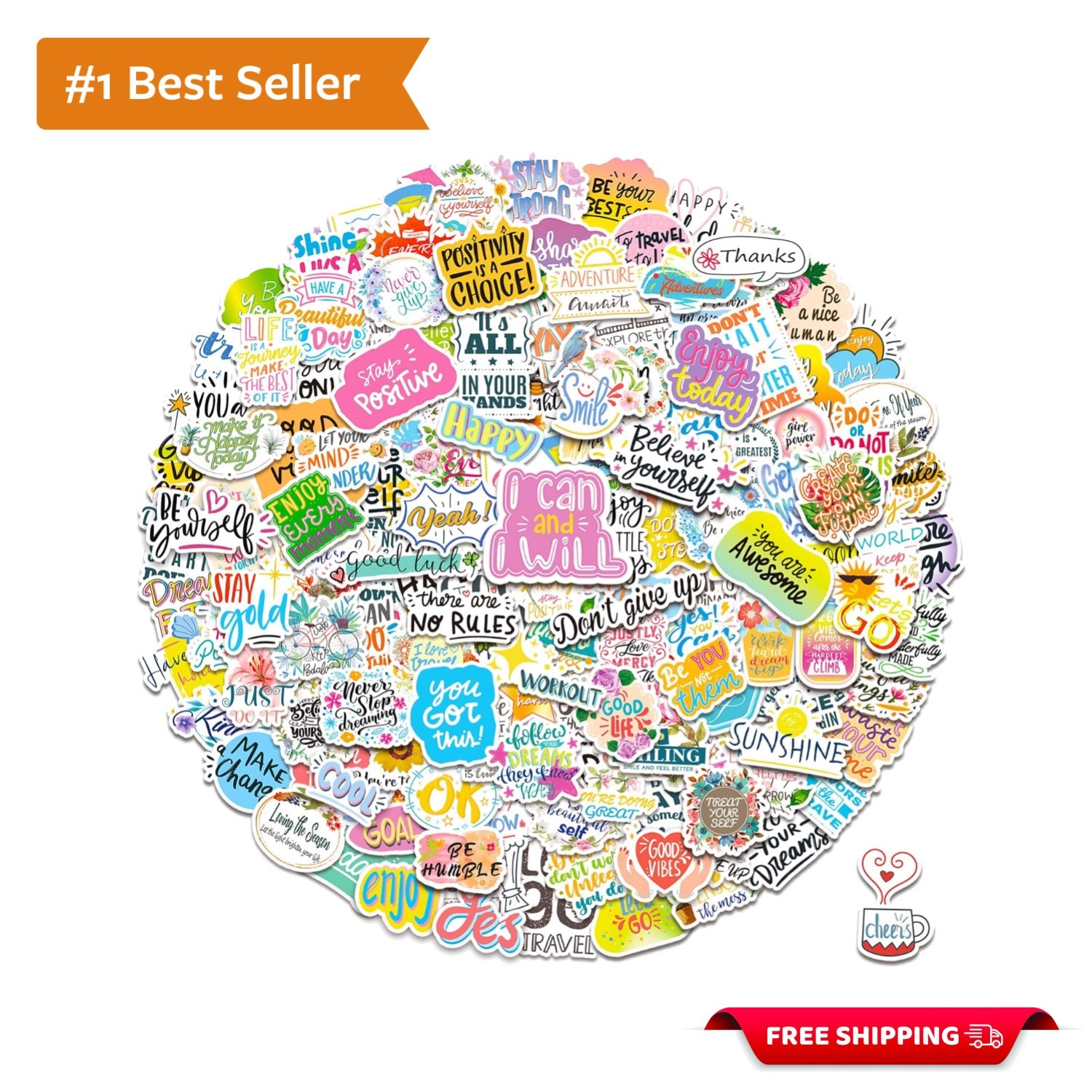 Fun & Inspirational Waterproof Vinyl Stickers – 150 Unique Designs for All Ages