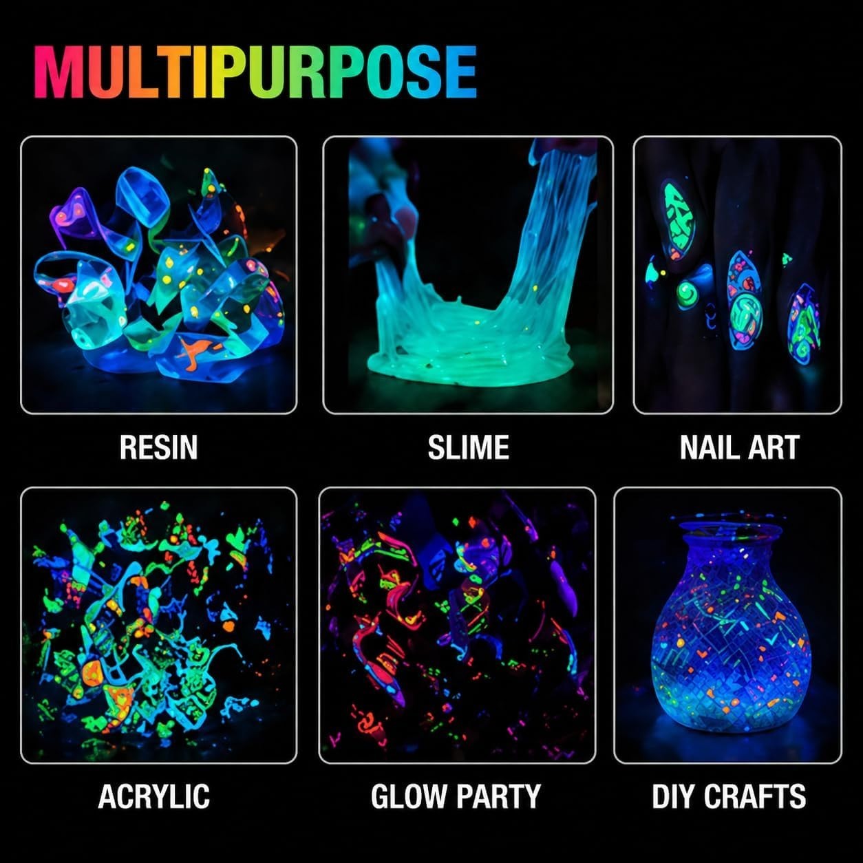 Glow in The Dark Powder 12 Colors Epoxy Resin Dye Luminous Pigment Powder Saf…