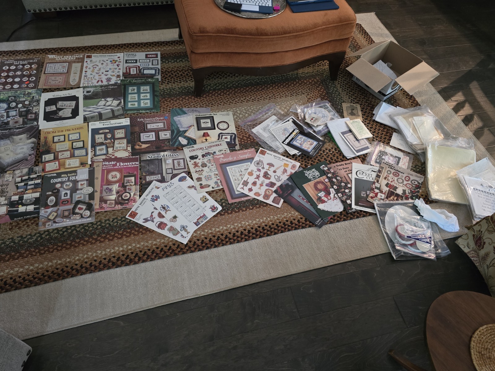 Huge Vintage Lot Of Needlepoint Embroidery 20+ Books, Tons Of Patterns, Supplies