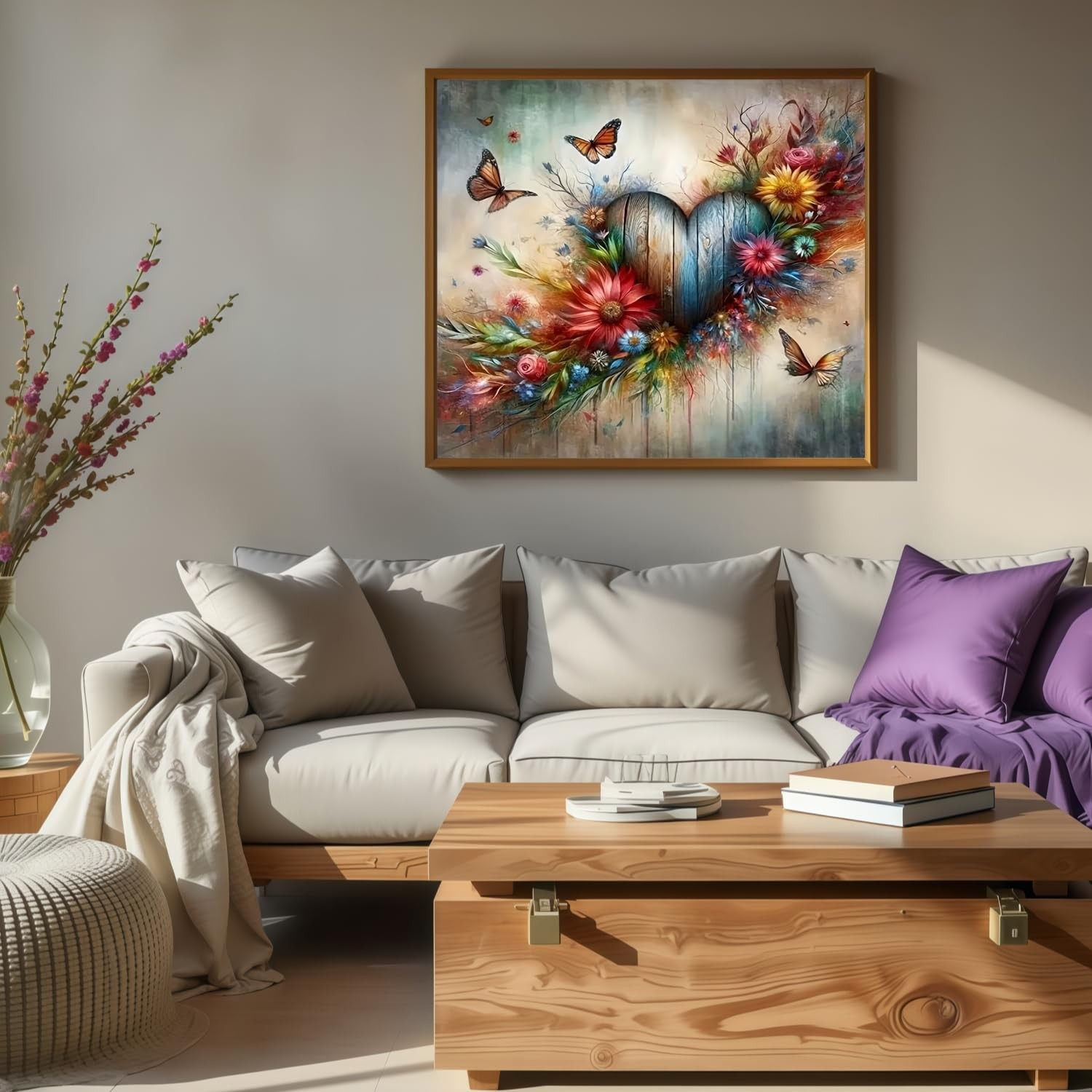 5D Diamond Painting Kits for Adults, Heart Flower Diamond Art Kits for Adults…