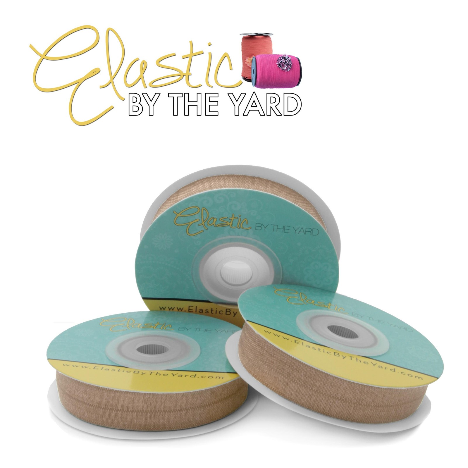 Affogato Tan Fold Over Elastic 5/8″ to 1 ” Wide FOE Elastic By The Yard