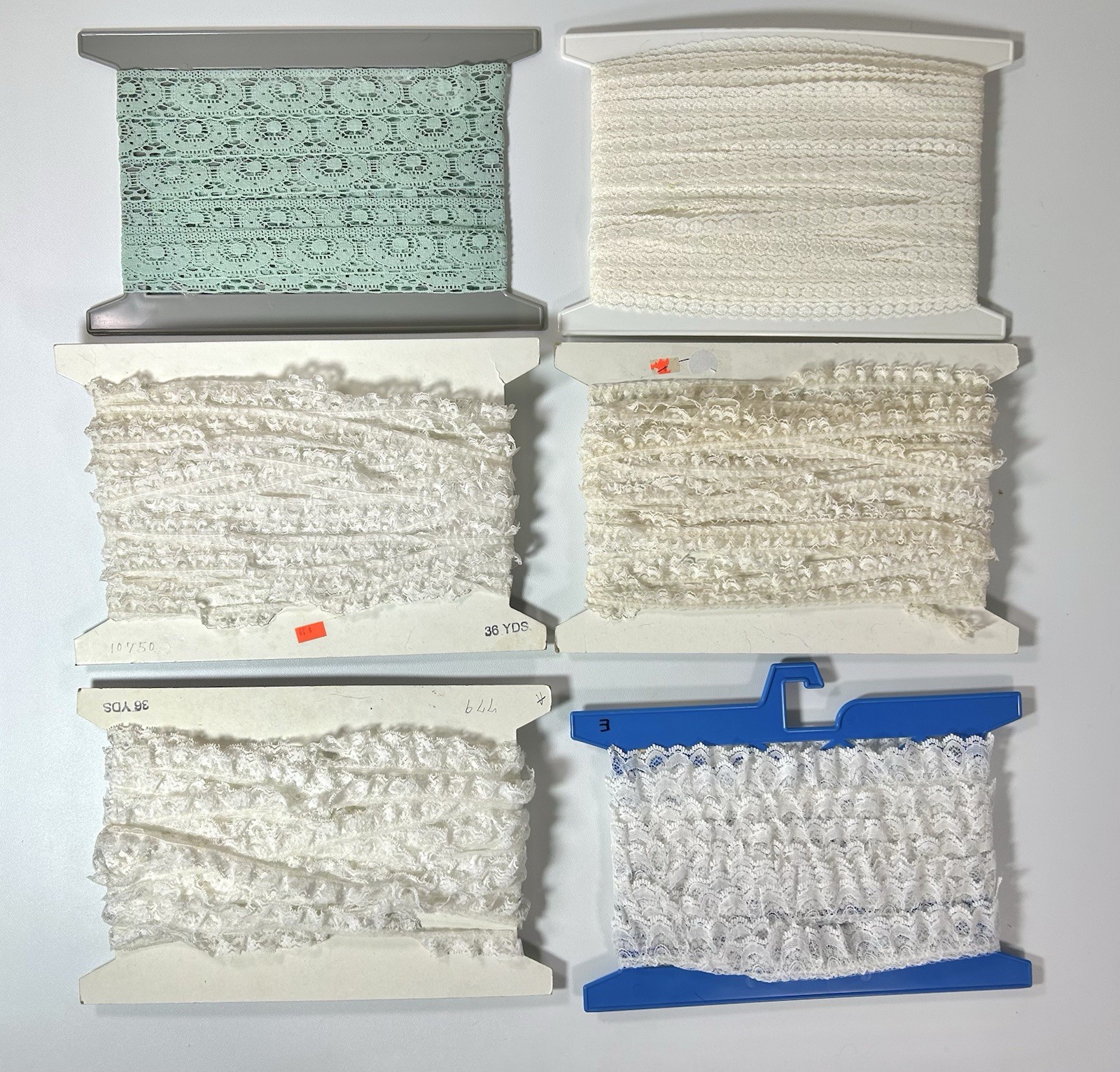 Vintage Ruffled Lace Trim Lot Stretch Craft Fabric Unknown Measurements