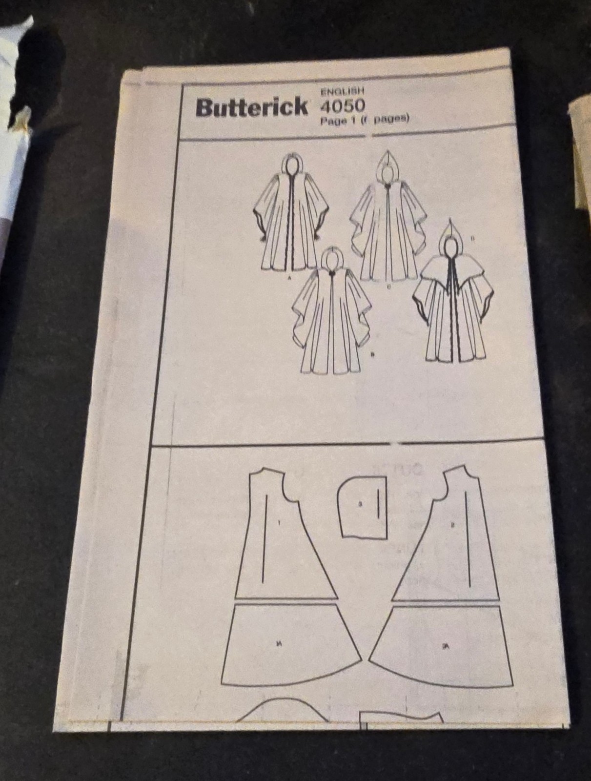Butterick BP417 Costume Sewing Pattern Unisex Hooded Robes Cloak Uncut Size XS-M