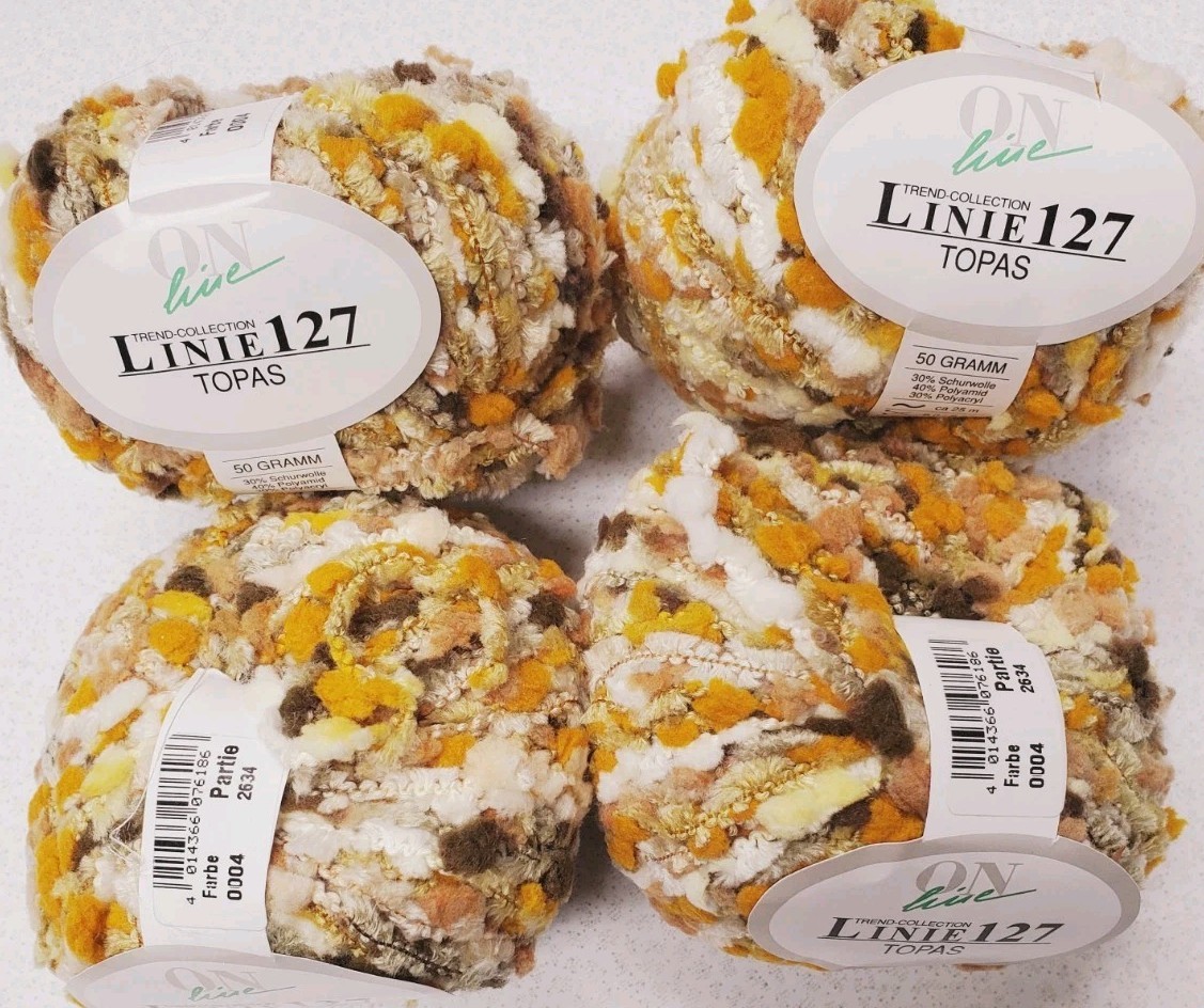 Lot of 4 Balls On Line Linie 127 TOPAS Color 0004 Gold Browns White