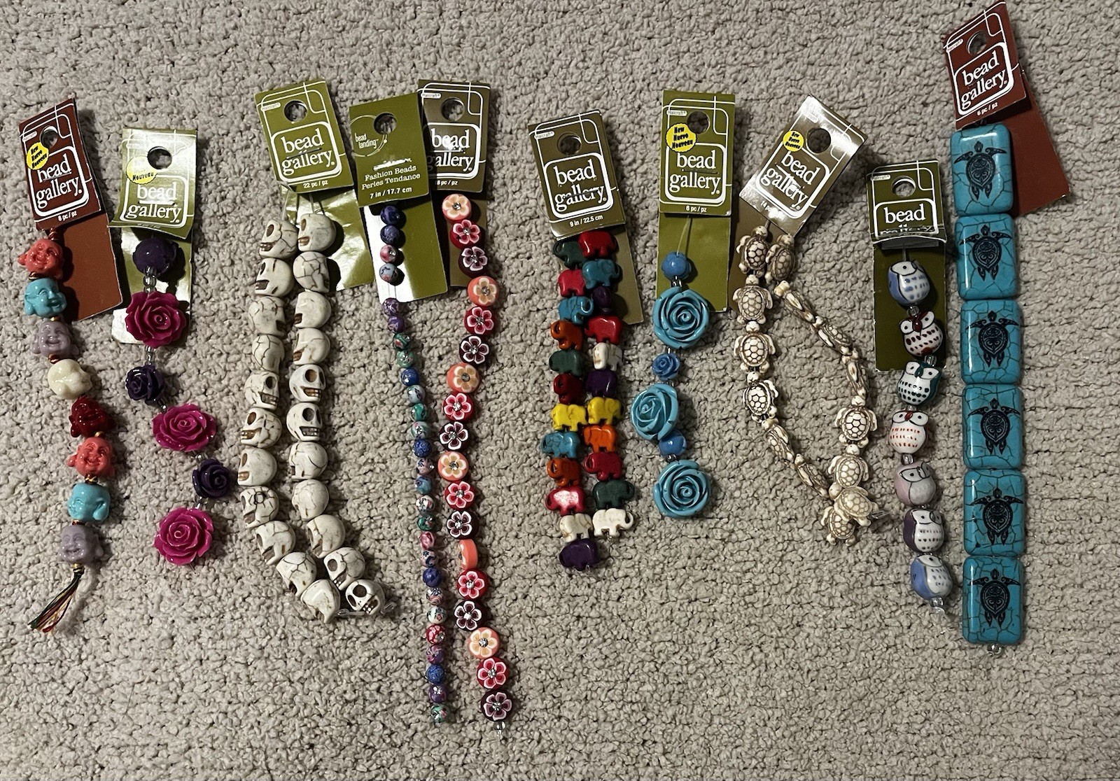 Bead Gallery Reconstituted Stone, Ceramic, Etc. Jewelry Making Strands Lot Of 10