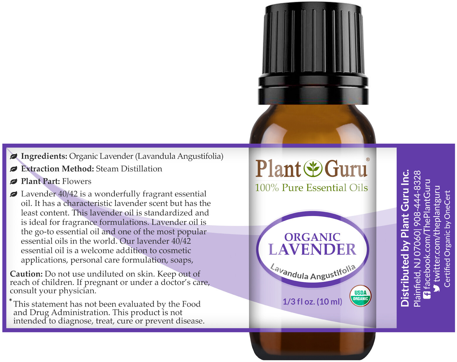 Organic Lavender Essential Oil 10 ml. USDA Certified Therapeutic Grade 100% Pure