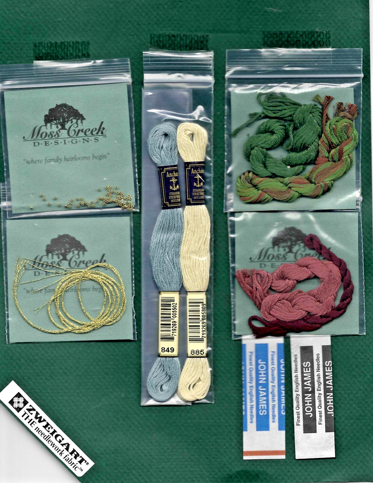 Blackwork band Sampler MOSS CREEK IVERSON Kit cross stitch silk beads metallic