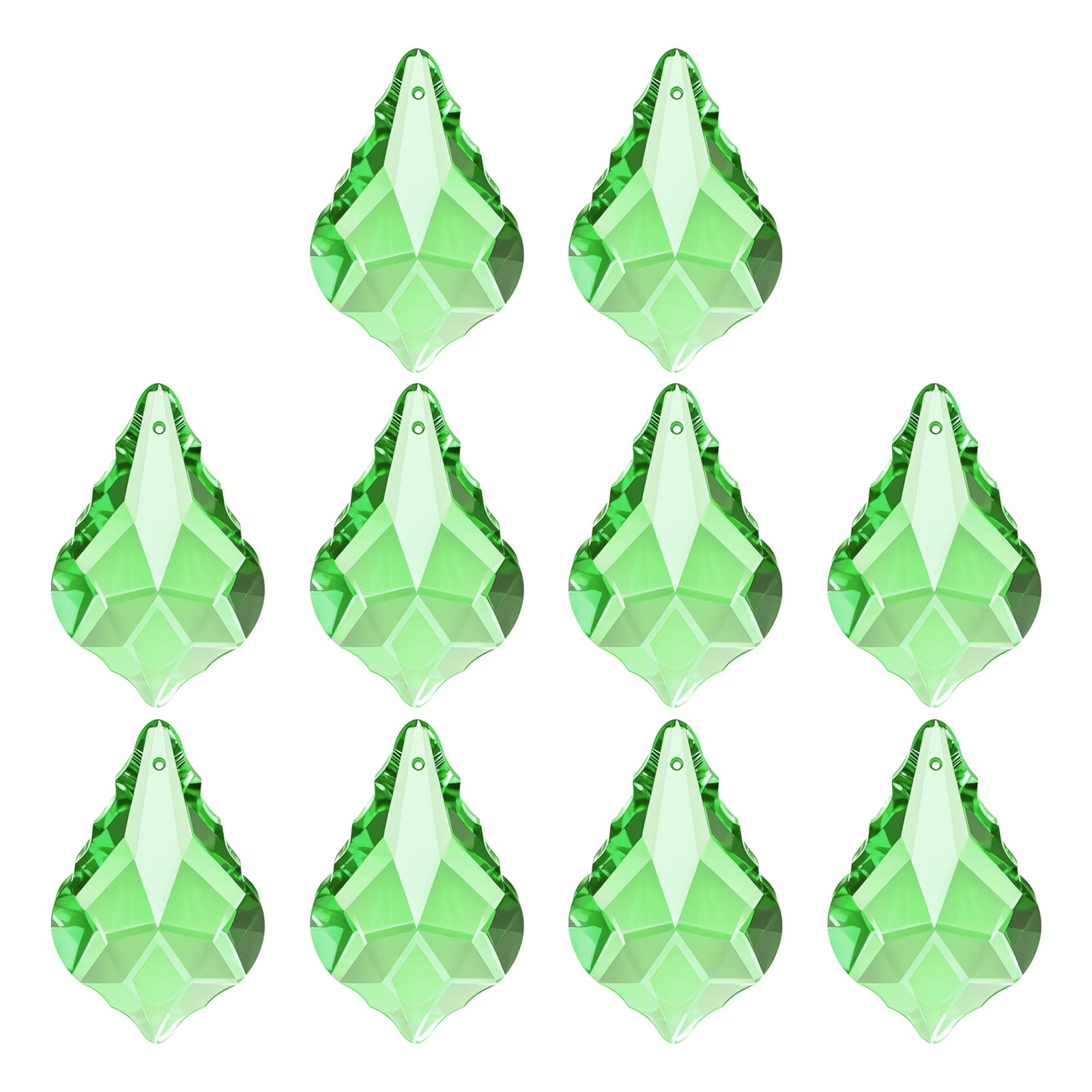 10Pack K9 Crystal Teardrop Beads 38mm Chandelier Prisms Leaf Light Green