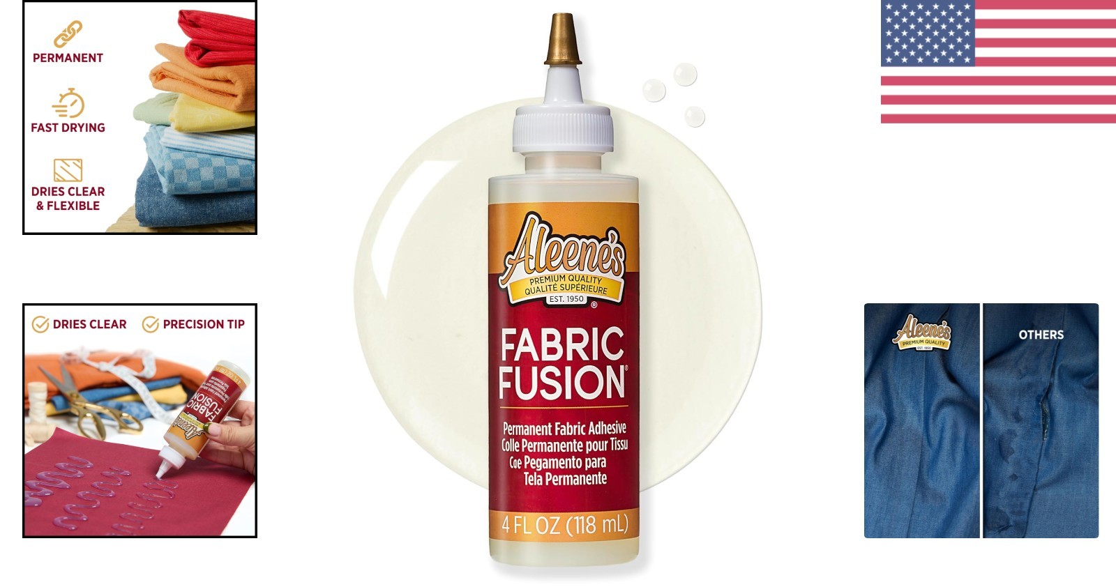 Clear Fabric Fusion Glue 4 oz Permanent Adhesive for Crafting and Repairs