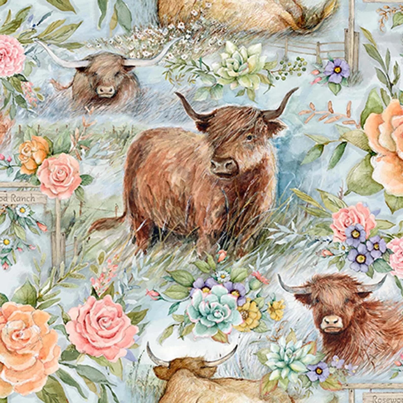 Highland Cow World – 1 yard price! Continuous yards available