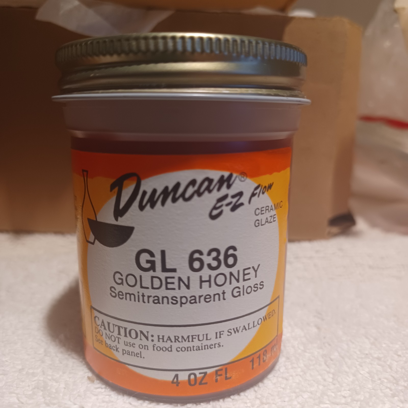 Duncan Discontinued RARE “GL” Semi-Transp. Gloss Glaze Golden Honey Color 4 oz