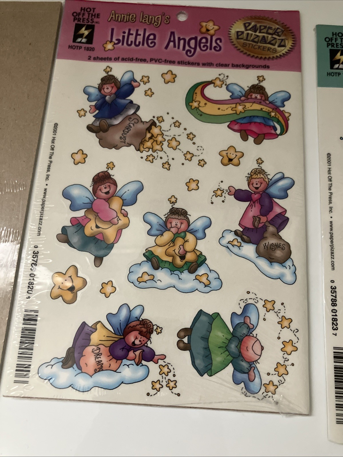 7 Lot Vintage Stickers Barbie 2000, Annie Langs 2001 And SandyLion Unknown Date