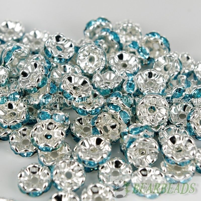 100 Silver Czech Crystal Rhinestone Wavy Rondelle Spacer Beads 4mm 6mm 8mm 10mm