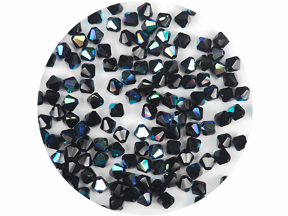Czech Bicone Crystal Beads Jet black AB Rondelle Diamond 3-4-5-6-8mm