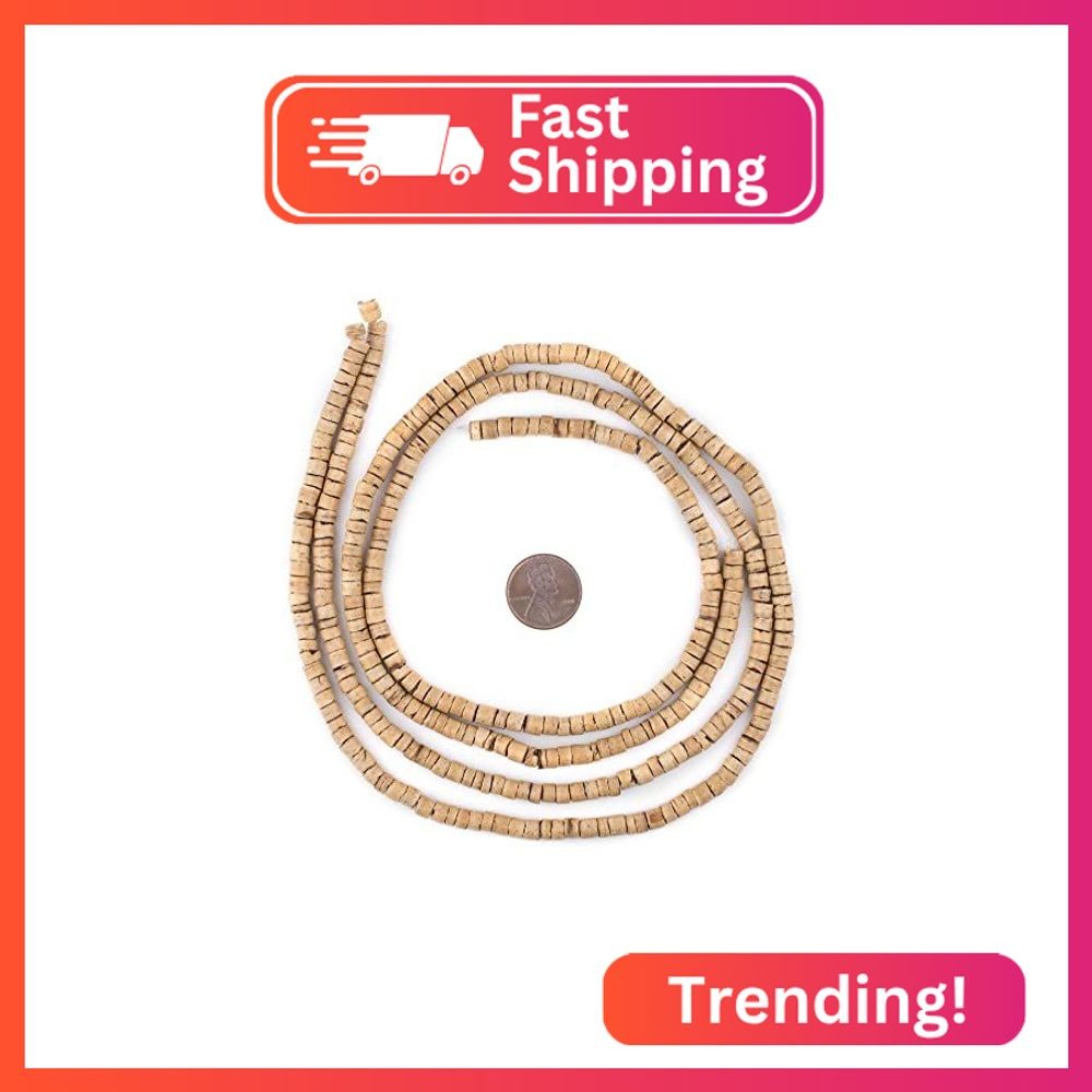 The Bead Chest Cream Heishi Coconut Shell Beads (5mm)
