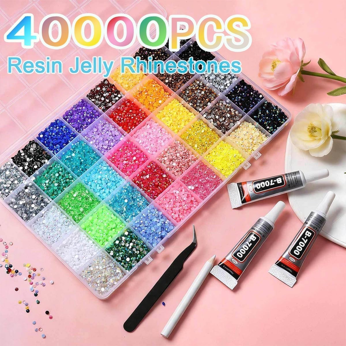 Jelly Rhinestones Bedazzling Kit Multicolor 3mm Flatback Resin Bedazzler Gems US