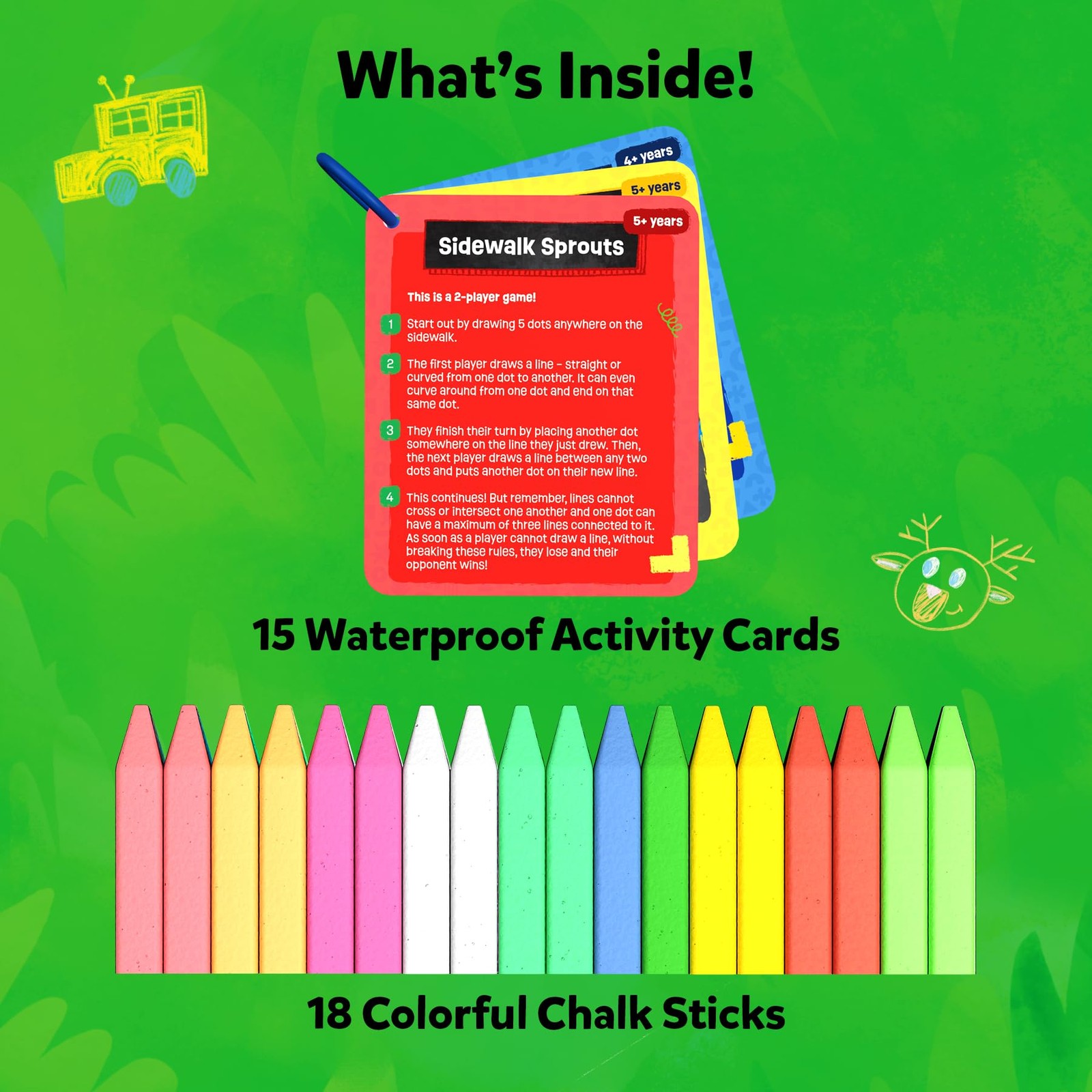 Sidewalk Chalk Activity Kit – Creative Outdoor Fun with 18 Washable Chalk Sti…