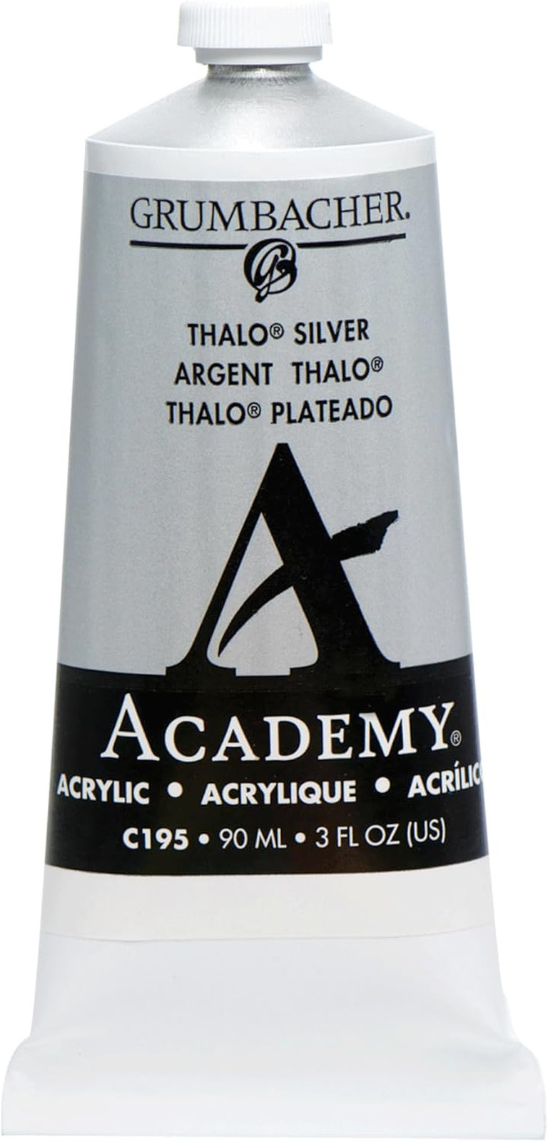 Academy Acrylic Paint, Gloss, 90Ml/3 Oz Metal Tube, Thalo Silver