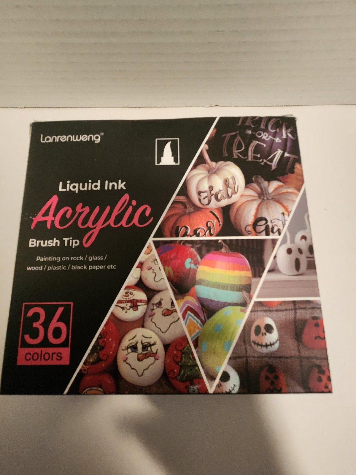 Lanrenweng Liquid Ink Acrylic Brush Tip Paint Markers 36 Glass Wood Plastic More