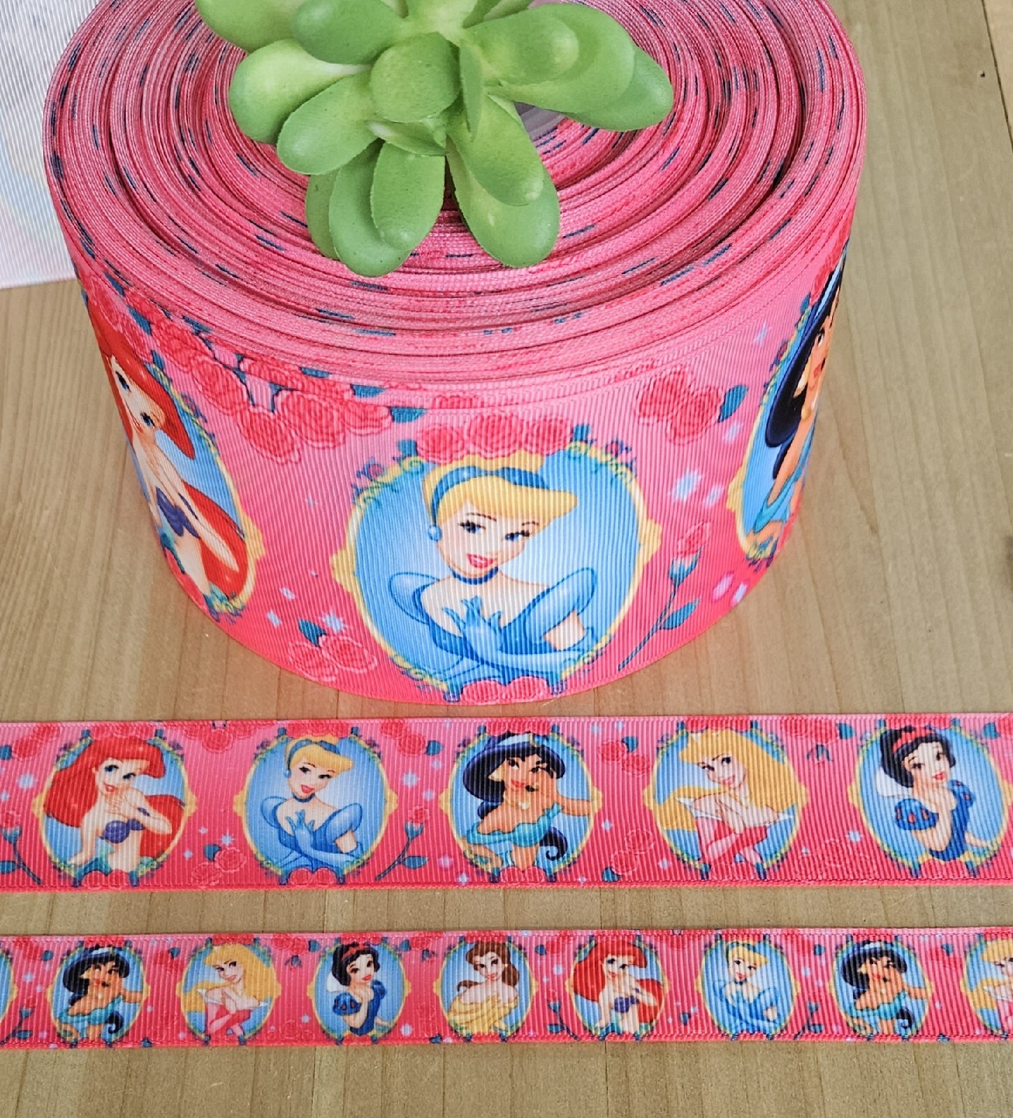 7/8, 1.5 & 3″ (1 YD) Disney Princess Grosgrain Ribbon Cinderella Ariel Jasmine