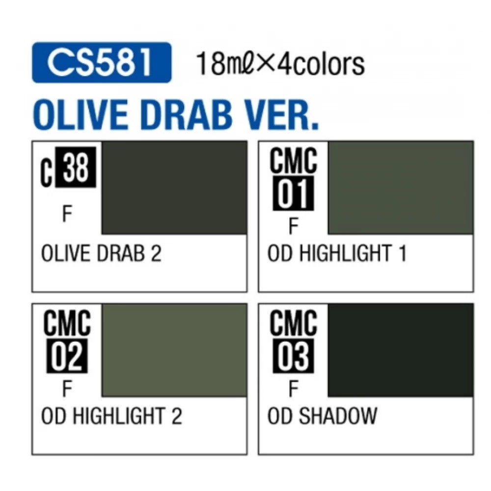 GSI Creos Mr.Hobby CS581 Mr. Color Modulation Set Olive Drab Version 18ml x 4