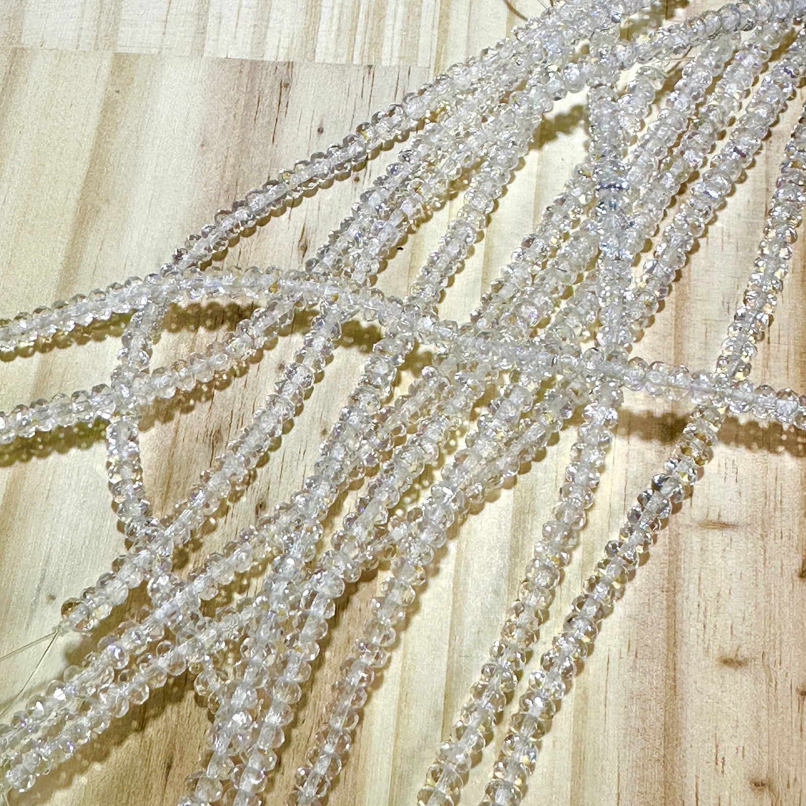 Czech Faceted Glass Doughnut Beads 3x5mm Crystal AB tire/donut beads 58pcs J884