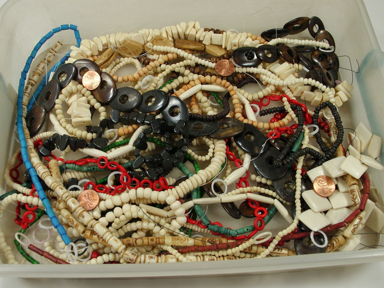 2 Pounds Assorted Shapes and Sizes India Water Buffalo Bone Beads Bulk (KRD-3) ⭐