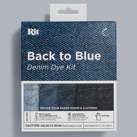 Rit Back to Blue Denim Dye Kit Restore Faded Jeans Bold Blue ColorStay Fixative