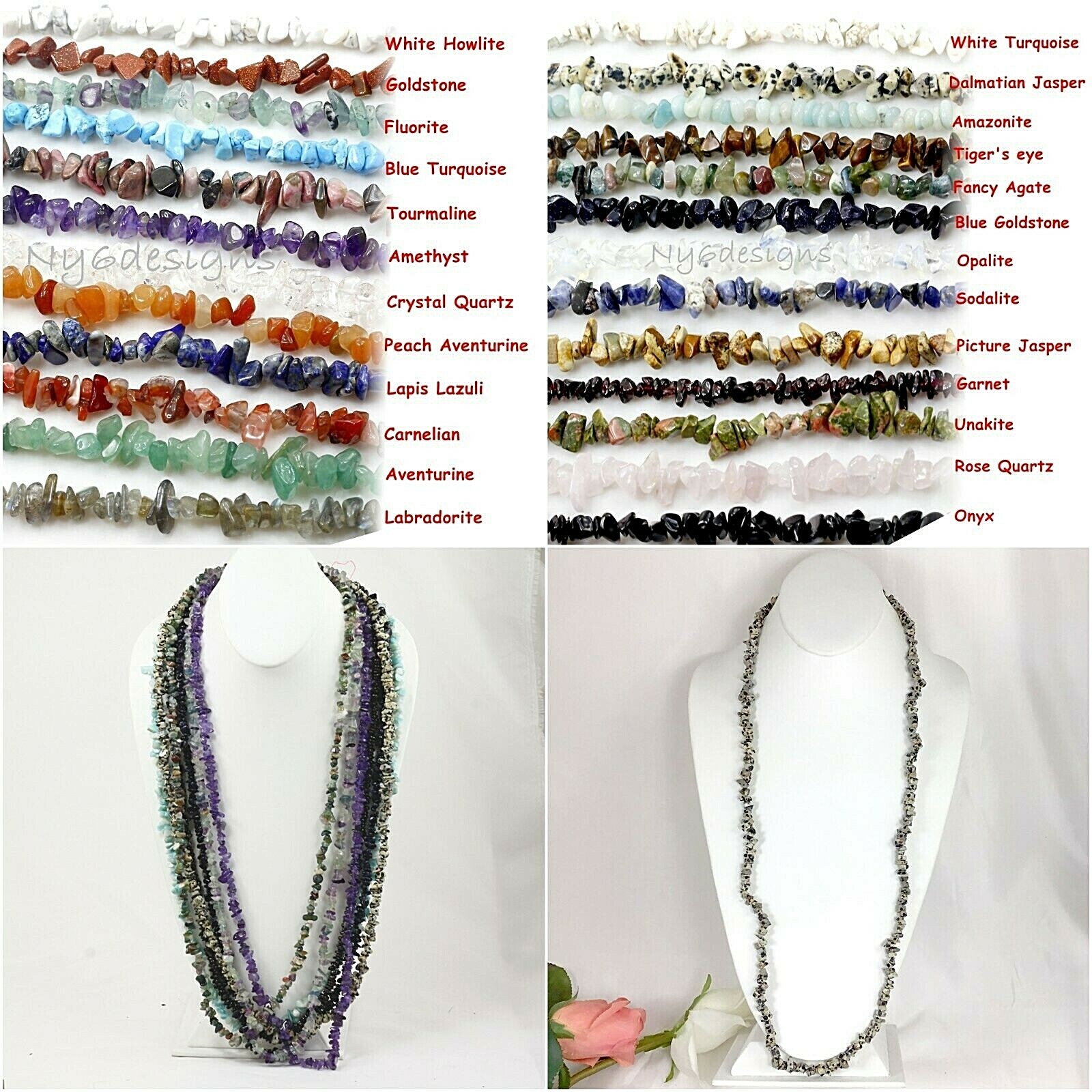 Natural Gemstone Chips Nugget Freeform Loose Bead 32″ Chip Pebble Jewelry