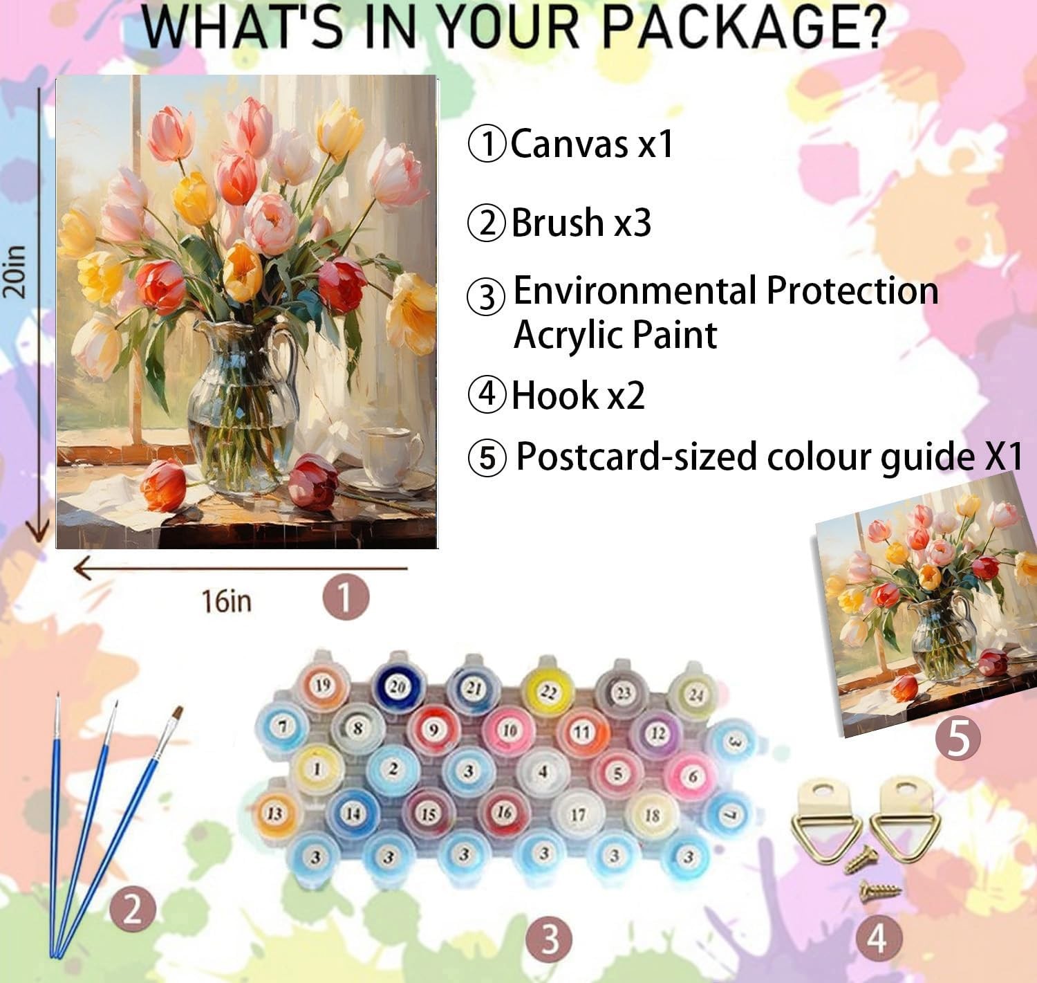 Paint by Numbers Kit DIY Canvas Painting Set for Adults Kids Home Decor Gift