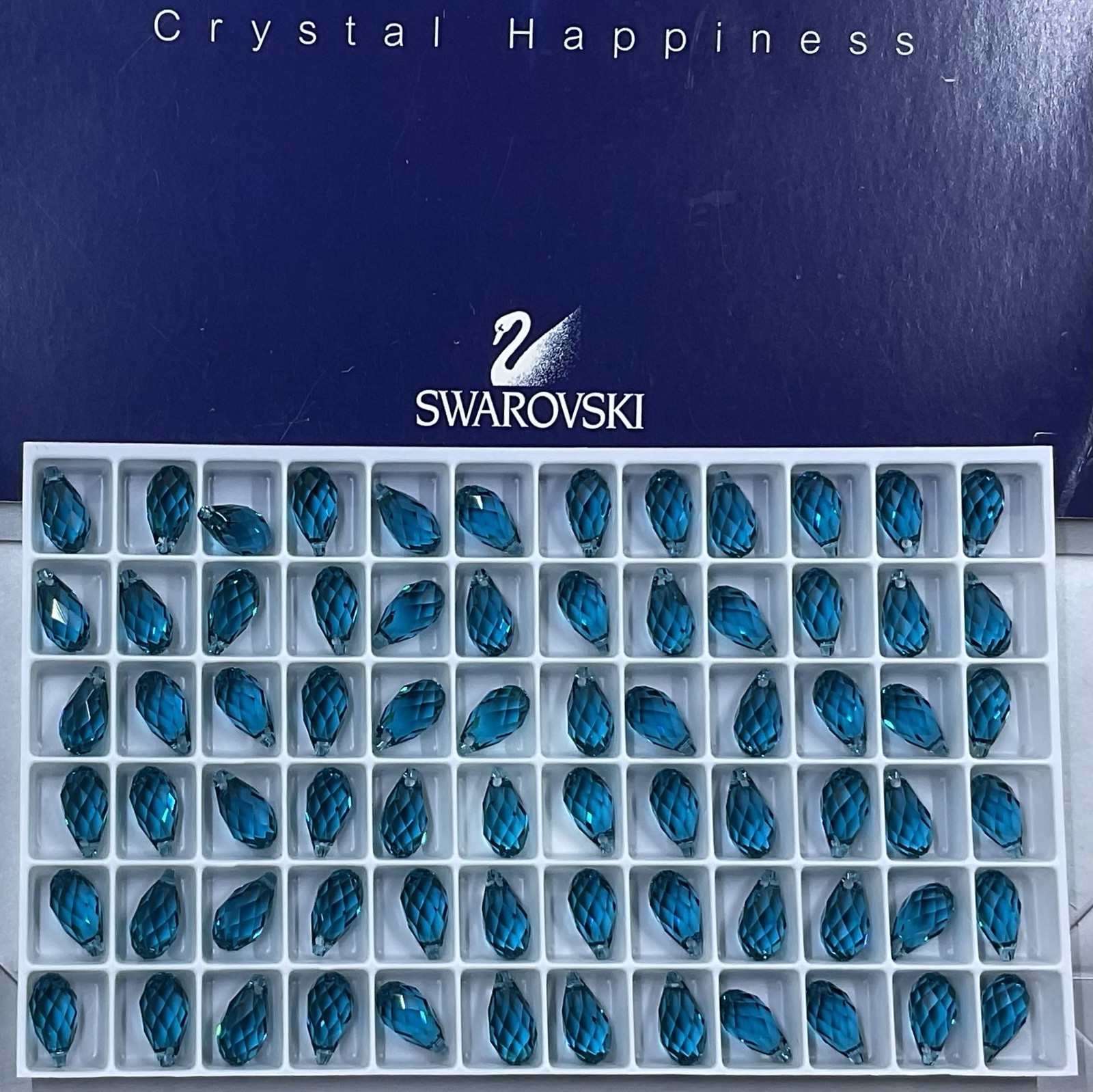 Swarovski Briolette Pendant 6010 11 x 5.5 mm Blue Zircon 12Pcs Pack Austria